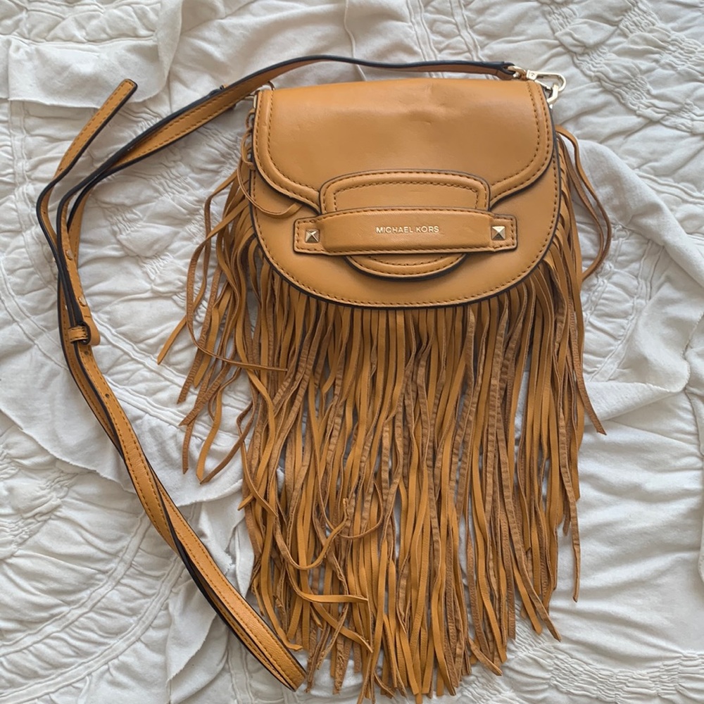 Mini Michael Kors Leather Fringe Crossbody